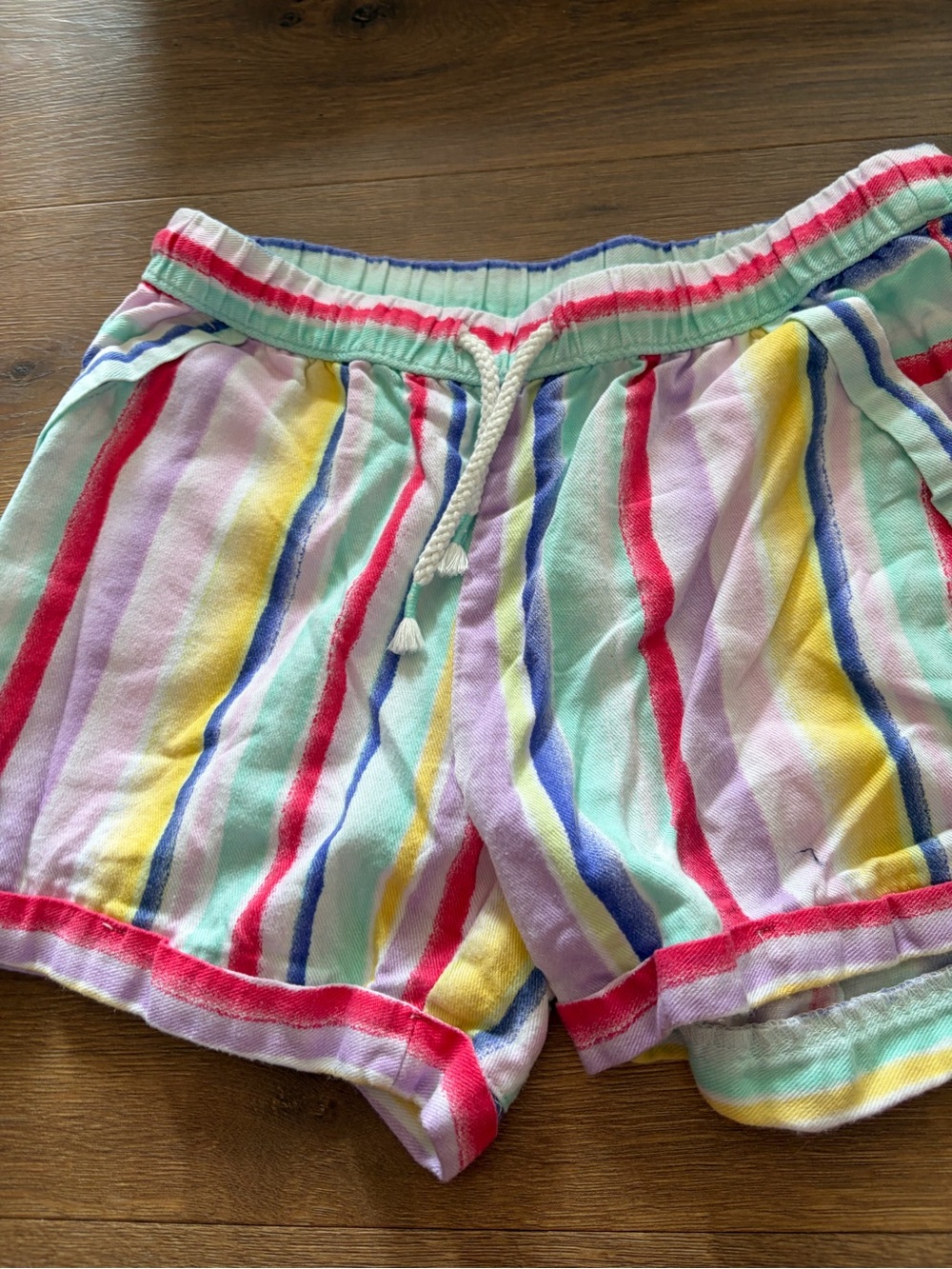 wonder nation Pastel Rainbow Striped Elastic Waist Shorts